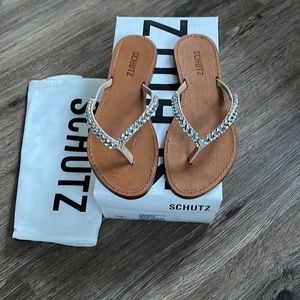 SCHUTZ NEW Embellished Thong Sandals